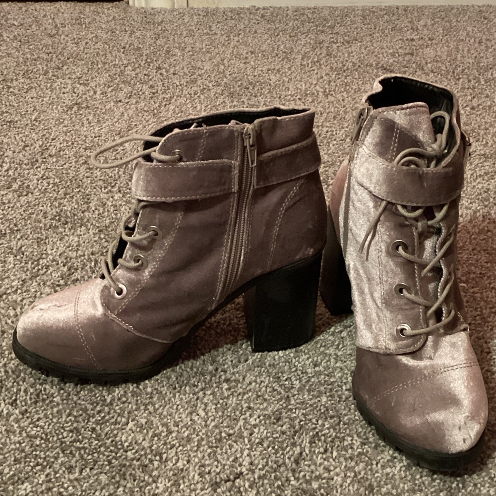 Charlotte Russe Gray Lace-Up Boots